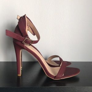 Strappy maroon heels
